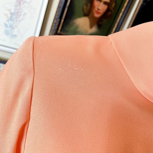 70s Vintage Deadstock Lori Jean Sherbet Orange Long Sleeve Sheath Dress Size 12 - Picture 5 of 9
